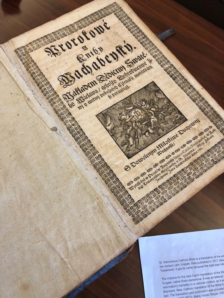 St. Wenceslaus Bible open to title page