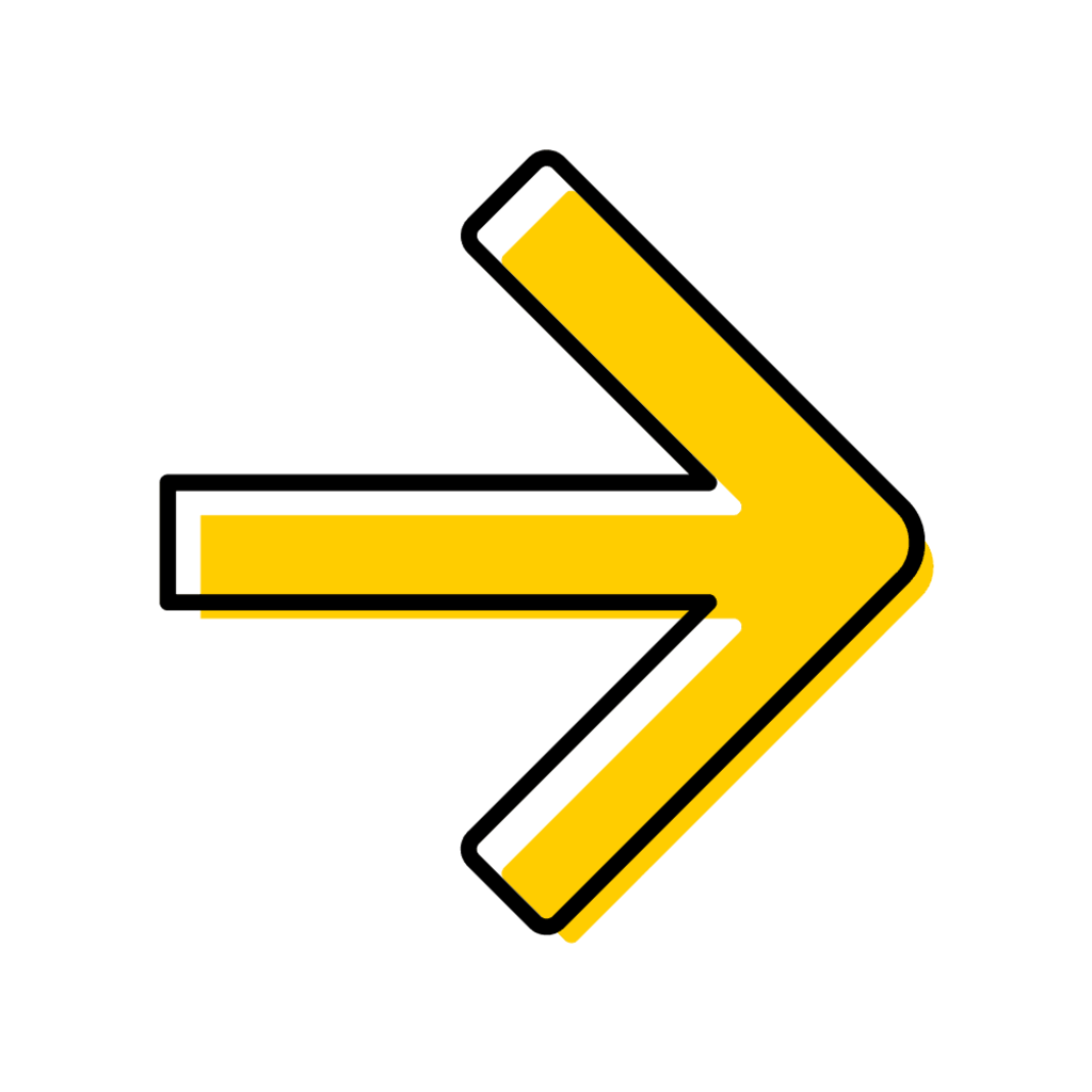 A gold arrow pointing right outlined in black