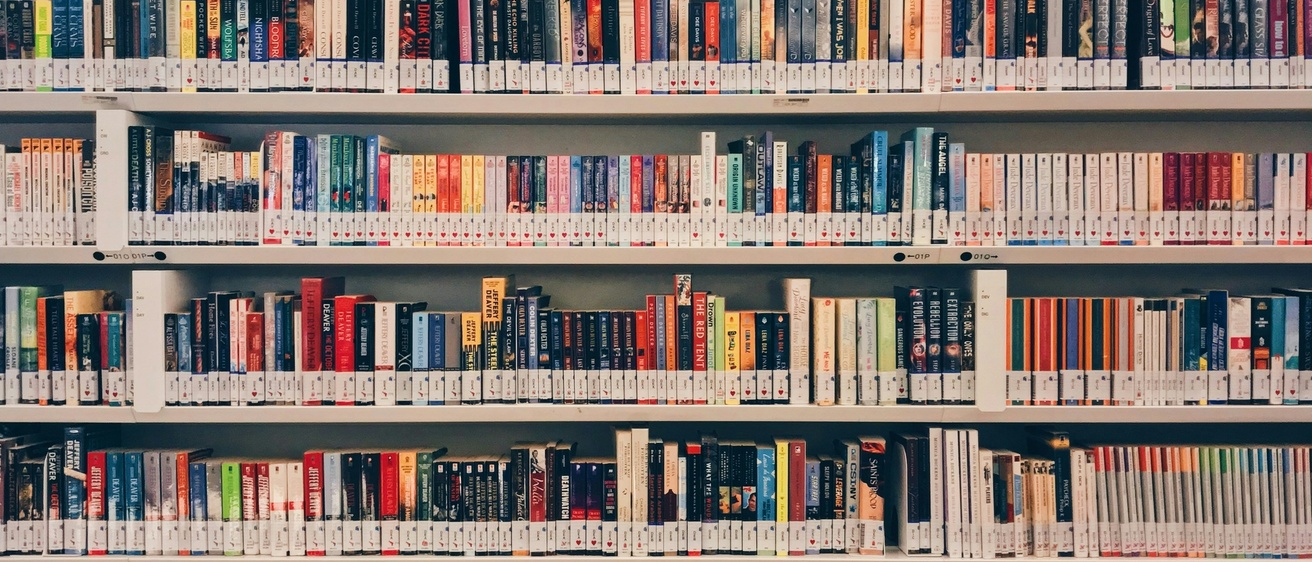 Several books on large bookcases