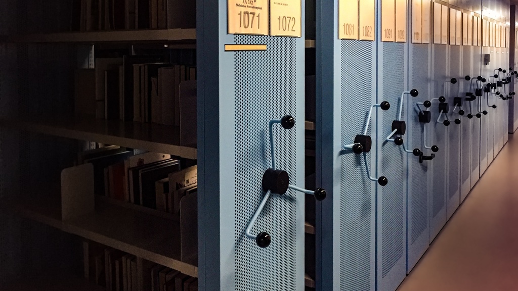 Archives stacks in a library
