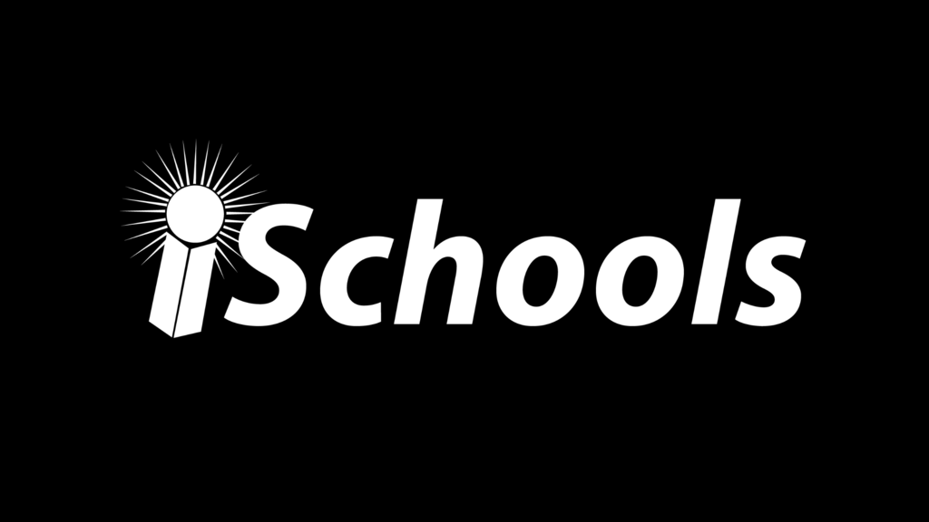 iSchools logo in white on black background